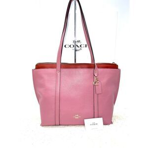 🎁🔥NWT! Coach Leather MAY Tote Handbag Signature Rose Pink Msrp:$428.00